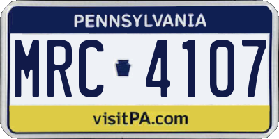PA license plate MRC4107