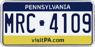 PA license plate MRC4109