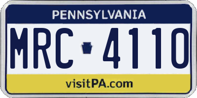 PA license plate MRC4110