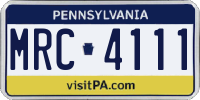 PA license plate MRC4111