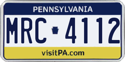PA license plate MRC4112