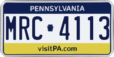 PA license plate MRC4113