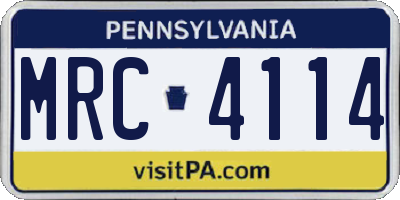 PA license plate MRC4114