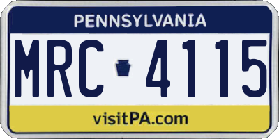 PA license plate MRC4115