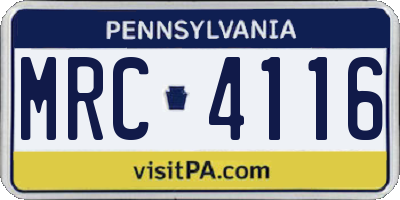 PA license plate MRC4116