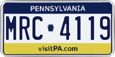PA license plate MRC4119
