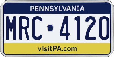 PA license plate MRC4120