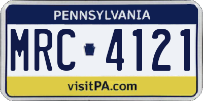 PA license plate MRC4121