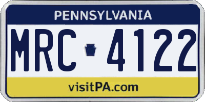 PA license plate MRC4122