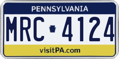 PA license plate MRC4124