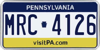 PA license plate MRC4126