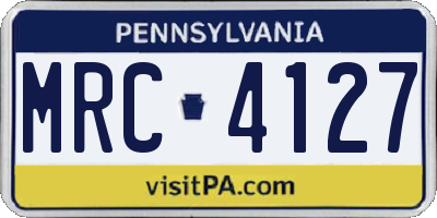 PA license plate MRC4127