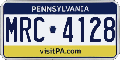 PA license plate MRC4128