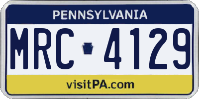 PA license plate MRC4129