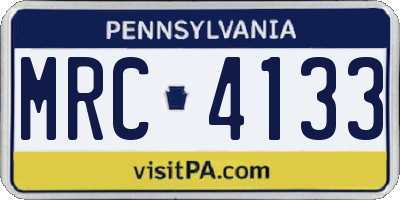 PA license plate MRC4133