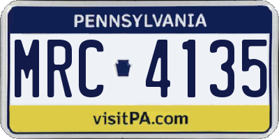 PA license plate MRC4135