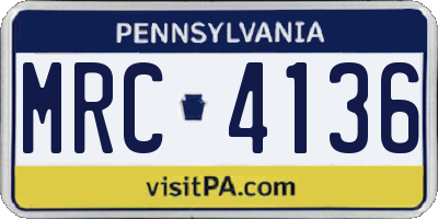 PA license plate MRC4136