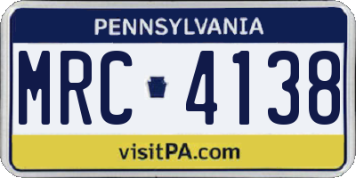 PA license plate MRC4138