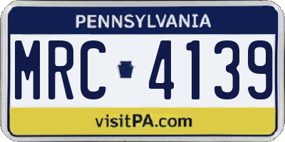PA license plate MRC4139