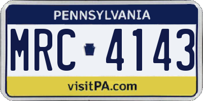 PA license plate MRC4143