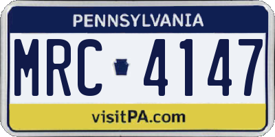 PA license plate MRC4147
