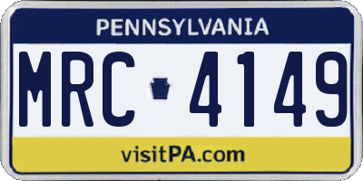 PA license plate MRC4149