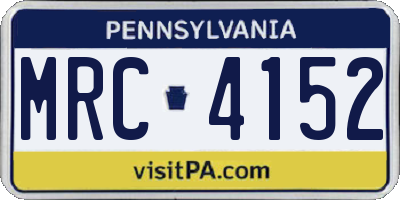 PA license plate MRC4152