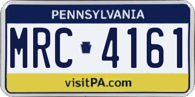 PA license plate MRC4161