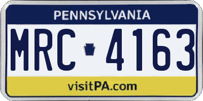 PA license plate MRC4163