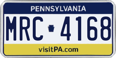 PA license plate MRC4168