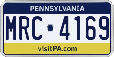 PA license plate MRC4169