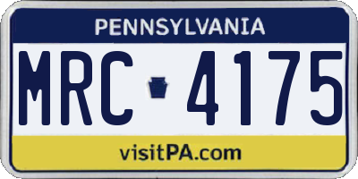 PA license plate MRC4175