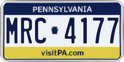PA license plate MRC4177