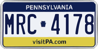 PA license plate MRC4178