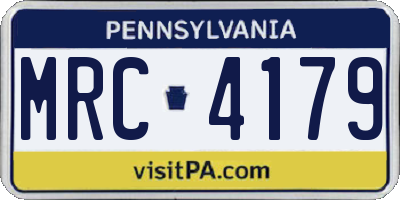 PA license plate MRC4179
