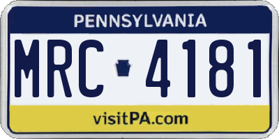 PA license plate MRC4181