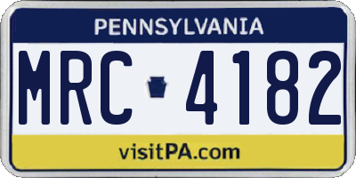 PA license plate MRC4182