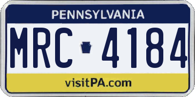 PA license plate MRC4184