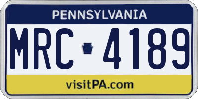 PA license plate MRC4189