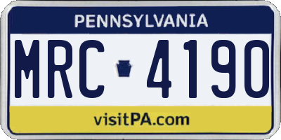 PA license plate MRC4190