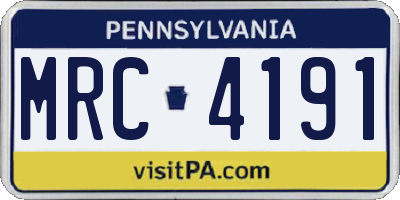 PA license plate MRC4191