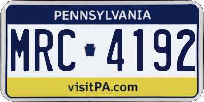 PA license plate MRC4192