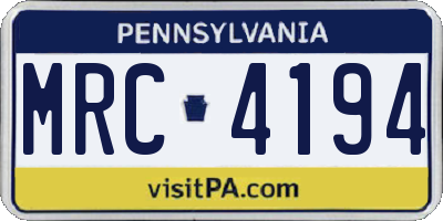PA license plate MRC4194