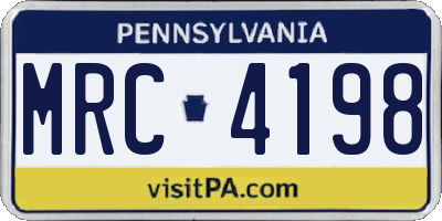 PA license plate MRC4198