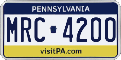 PA license plate MRC4200