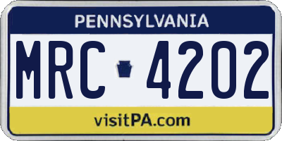 PA license plate MRC4202