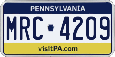 PA license plate MRC4209