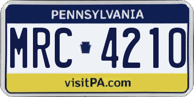 PA license plate MRC4210