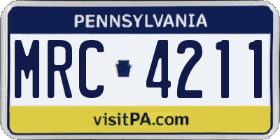 PA license plate MRC4211