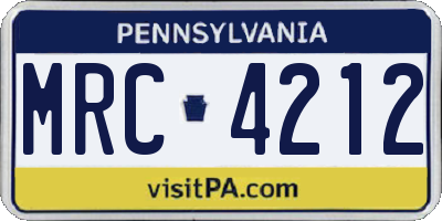 PA license plate MRC4212